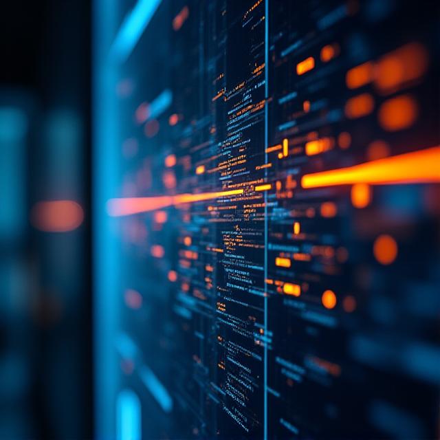 High-tech digital cargo tracking interface with orange glow